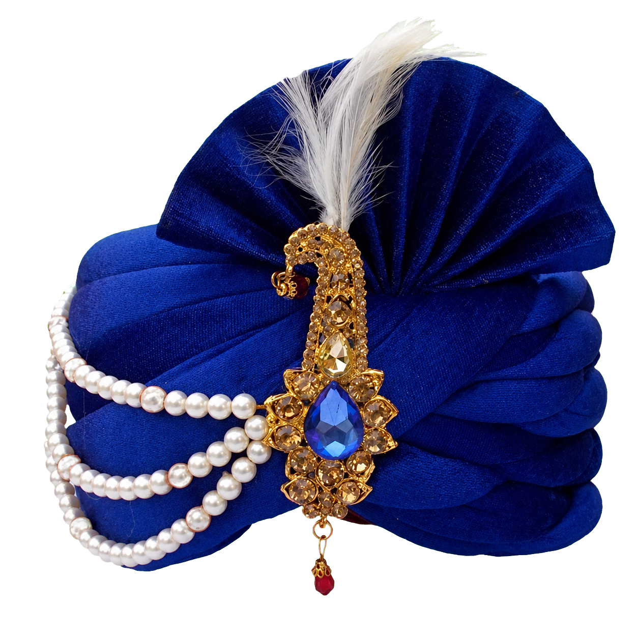 Royal navy blue turban with brooch
